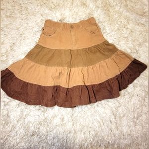 Children's place corduroy skirt with ruched tiers.  TAN, OLIVE, BROWN  SIZE 6×/7